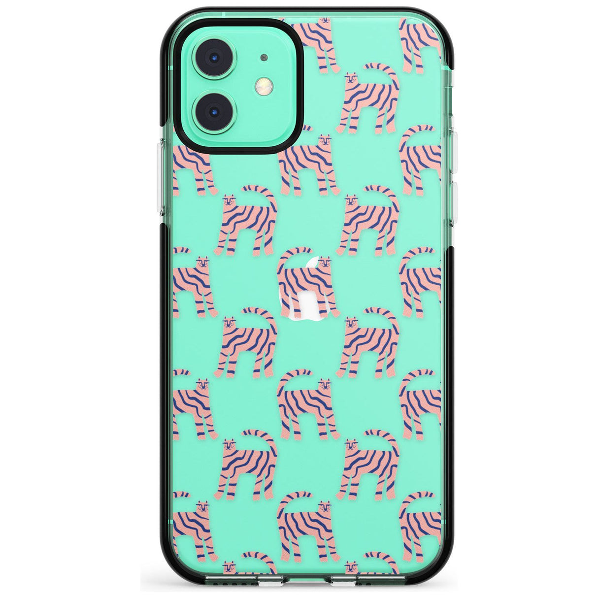 Pink and Blue Cat Pattern Black Impact Phone Case for iPhone 11 Pro Max