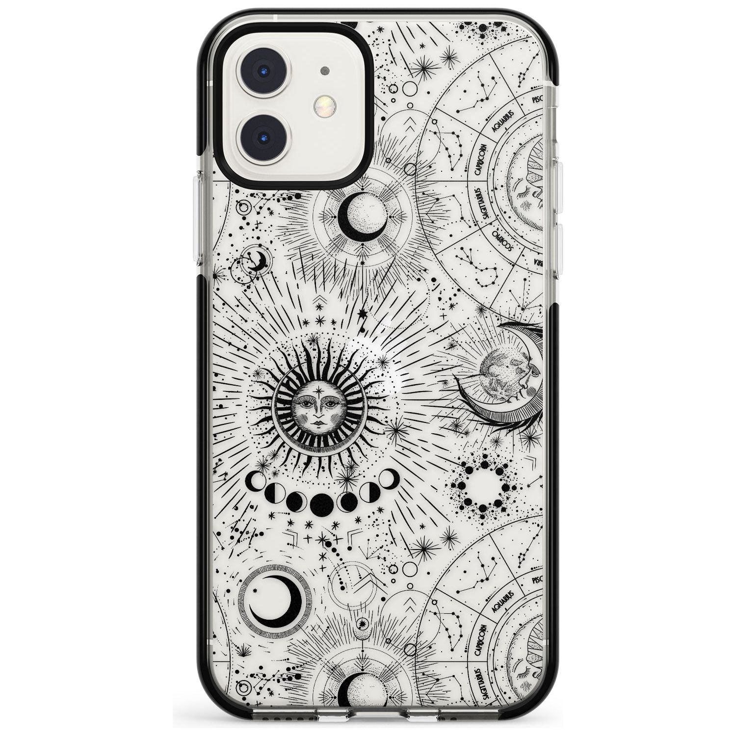 Transparent Suns & Zodiac Charts iPhone Case  Black Impact Phone Case - Case Warehouse