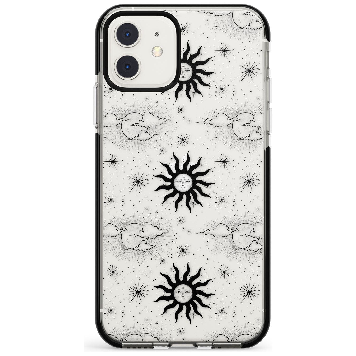 Suns & Clouds Vintage Astrological Black Impact Phone Case for iPhone 11