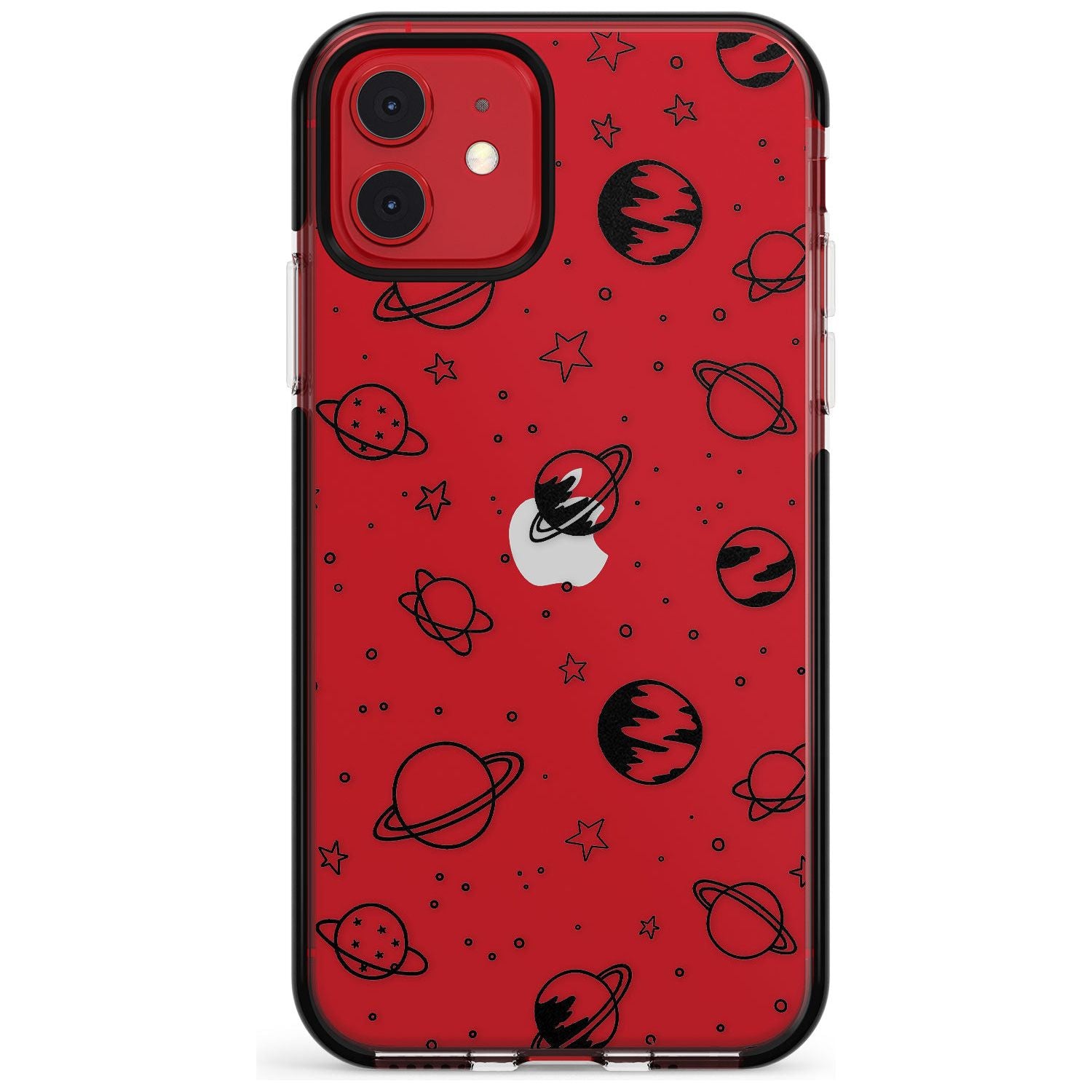 Outer Space Outlines: Black on Clear Pink Fade Impact Phone Case for iPhone 11 Pro Max