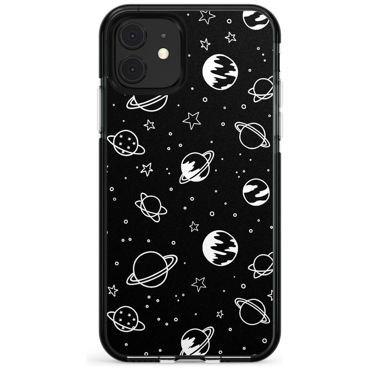 Outer Space Outlines: White on Black Pink Fade Impact Phone Case for iPhone 11 Pro Max