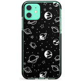 Outer Space Outlines: White on Black Pink Fade Impact Phone Case for iPhone 11 Pro Max