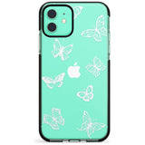 White Butterfly Line Pattern Black Impact Phone Case for iPhone 11 Pro Max