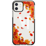 Personalised Monogram Autumn Leaves Black Impact Phone Case for iPhone 11 Pro Max