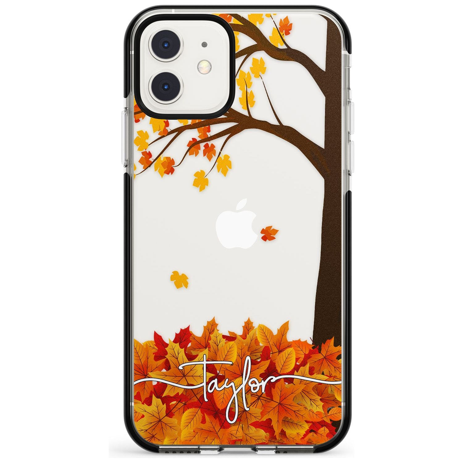 Personalised Autumn Leaves Black Impact Phone Case for iPhone 11 Pro Max
