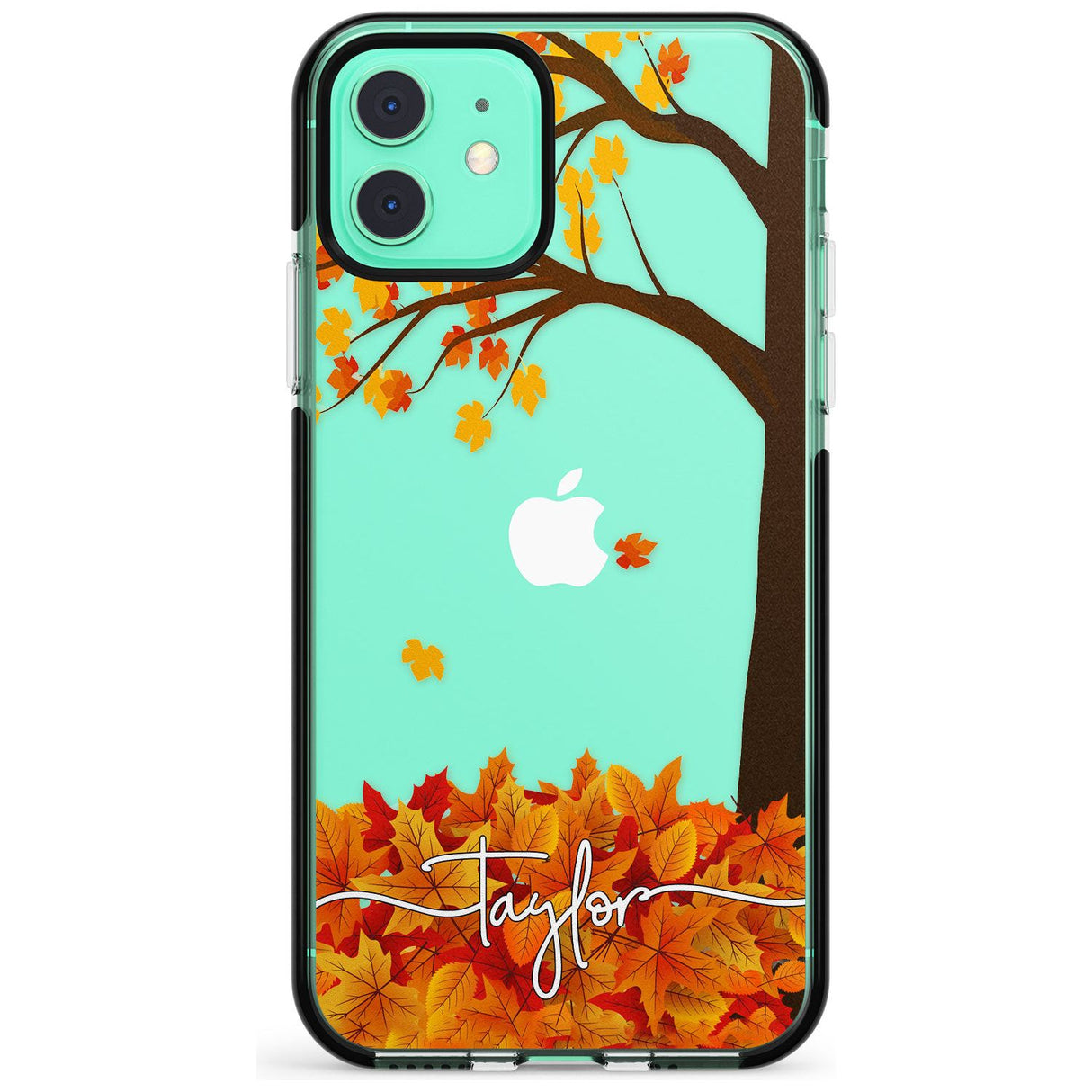 Personalised Autumn Leaves Black Impact Phone Case for iPhone 11 Pro Max