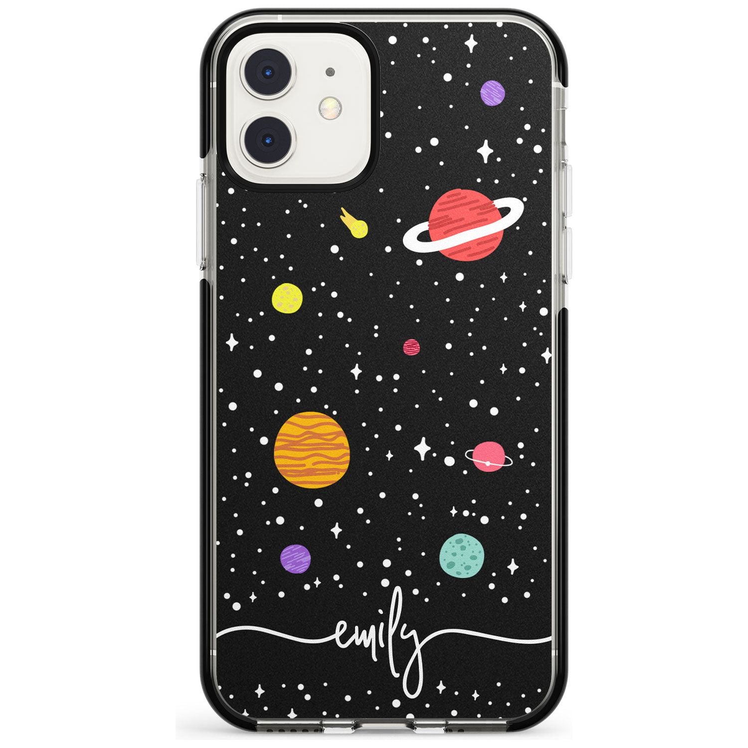Custom Cute Cartoon Planets Pink Fade Impact Phone Case for iPhone 11 Pro Max