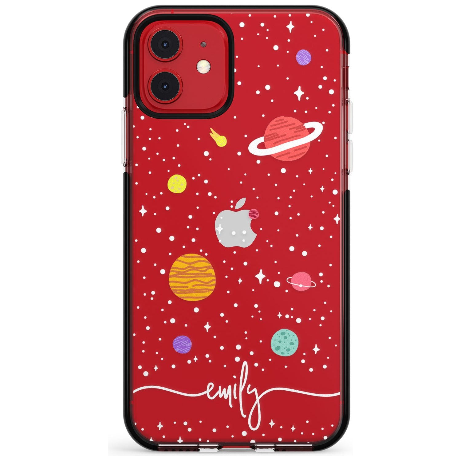 Custom Cute Cartoon Planets (Clear) Pink Fade Impact Phone Case for iPhone 11 Pro Max