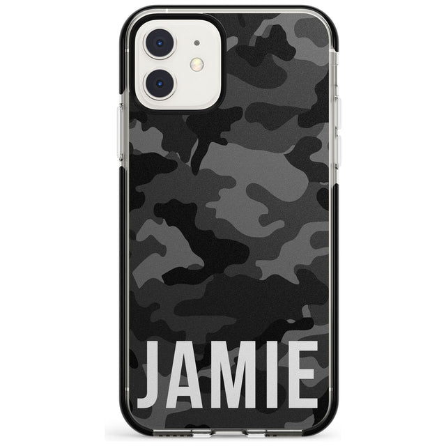 Horizontal Name Personalised Black Camouflage Black Impact Phone Case for iPhone 11
