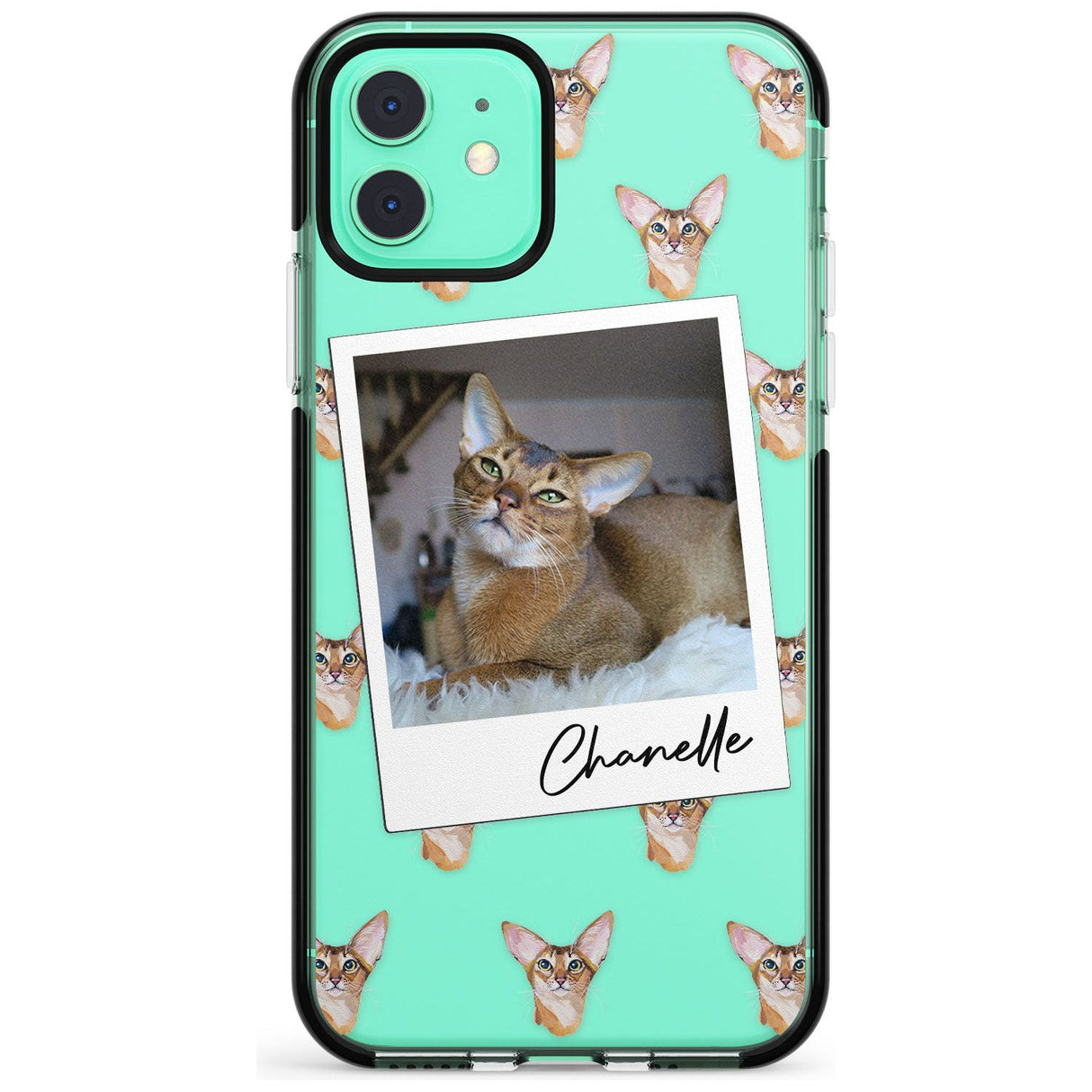 Personalised Abyssinian Cat Photo Black Impact Phone Case for iPhone 11 Pro Max