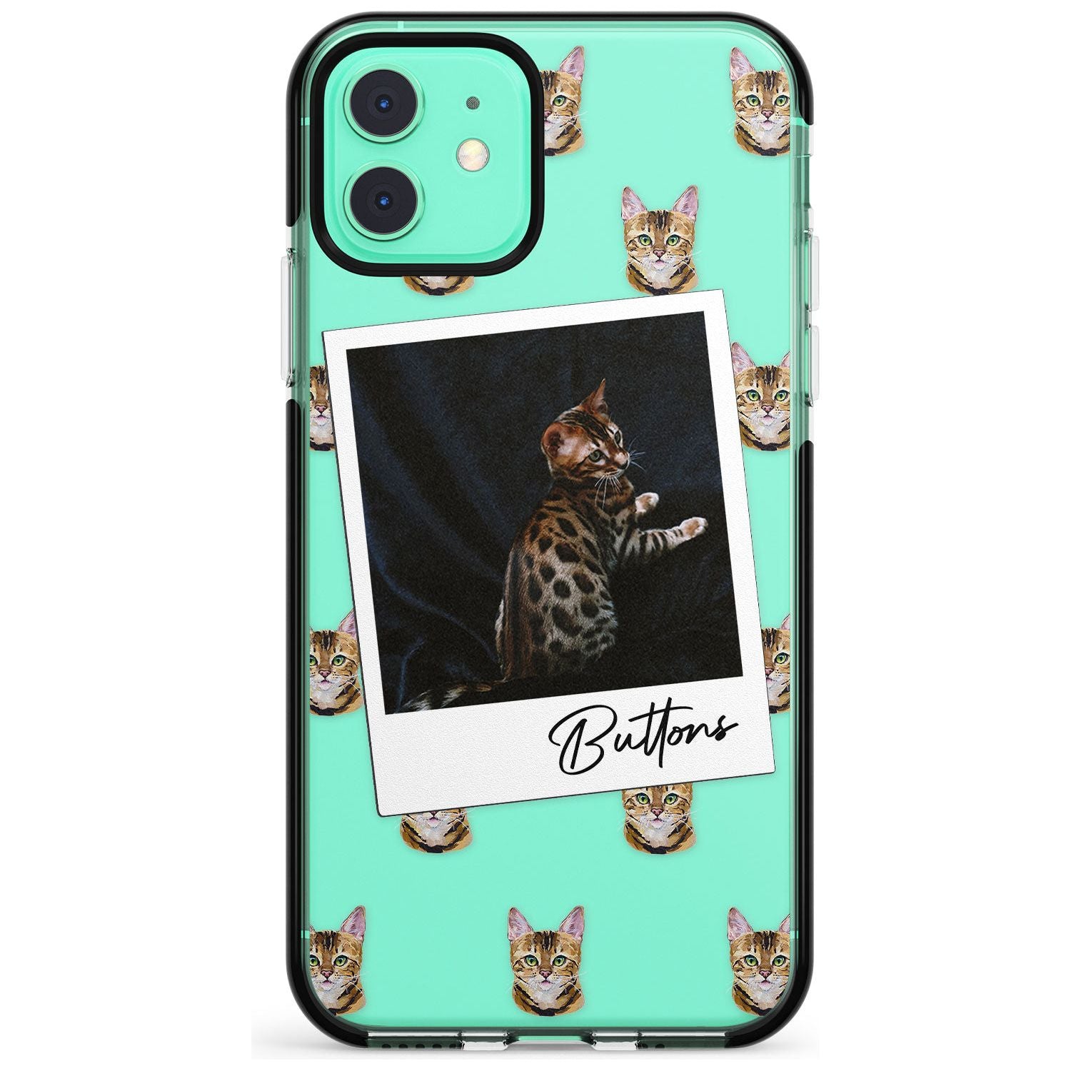 Personalised Bengal Cat Photo Black Impact Phone Case for iPhone 11 Pro Max