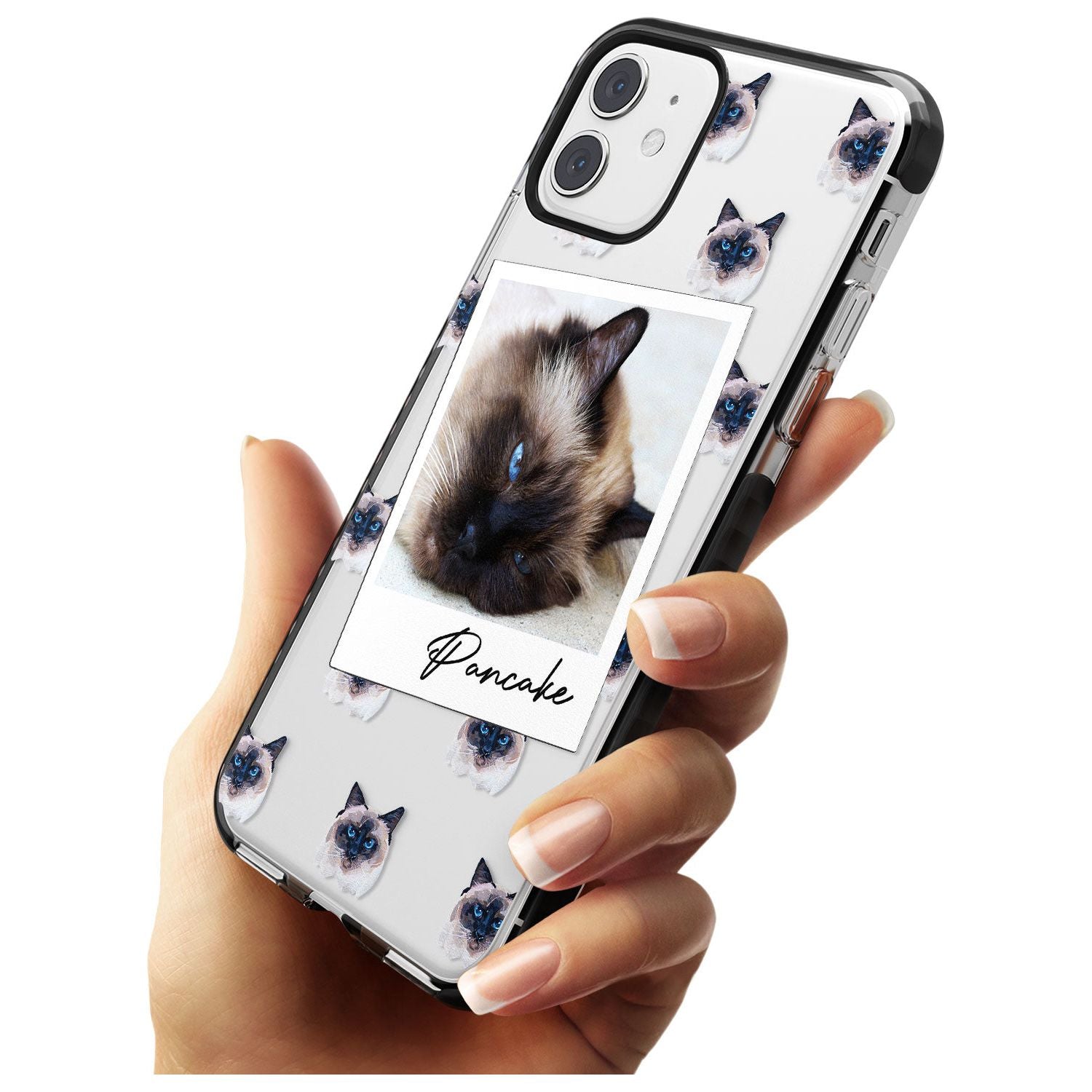 Personalised Burmese Cat Photo Black Impact Phone Case for iPhone 11 Pro Max