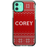 Personalised Red Christmas Knitted Jumper Black Impact Phone Case for iPhone 11 Pro Max