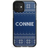 Personalised Blue Christmas Knitted Jumper Black Impact Phone Case for iPhone 11 Pro Max