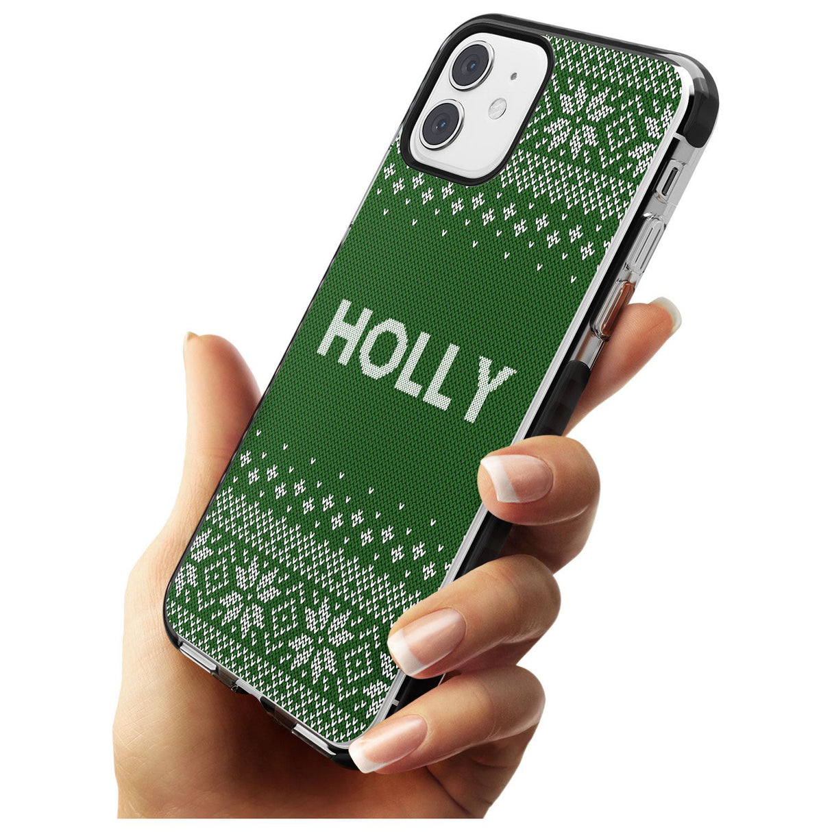 Personalised Green Christmas Knitted Jumper Black Impact Phone Case for iPhone 11 Pro Max