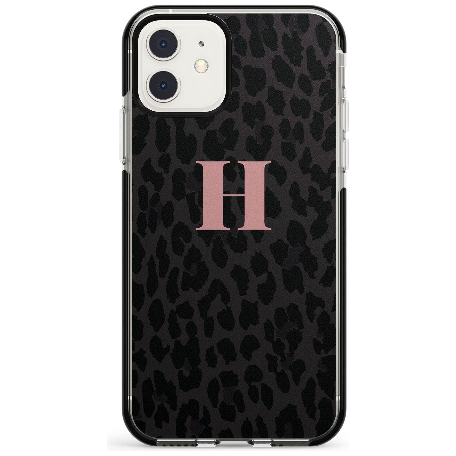 Small Pink Leopard Monogram Black Impact Phone Case for iPhone 11