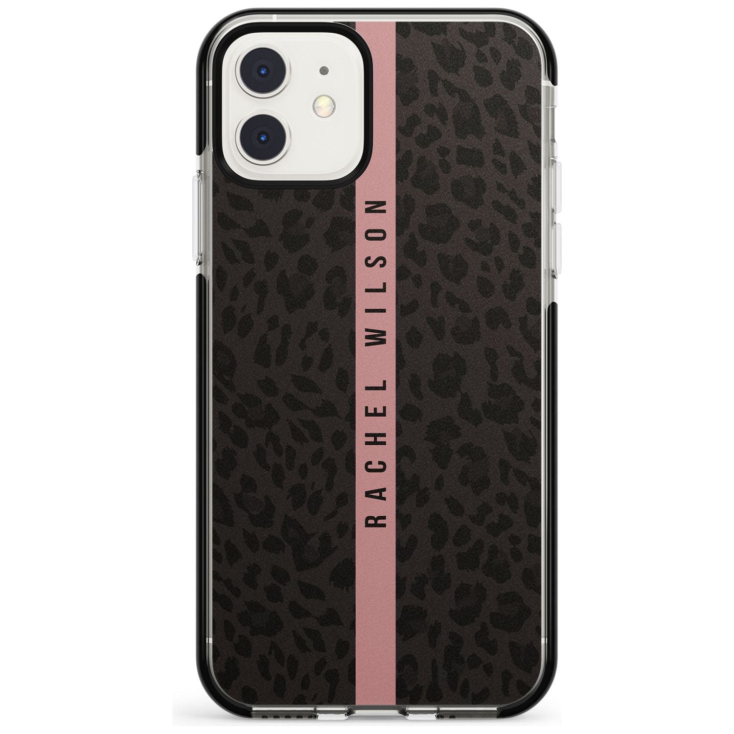 Pink Stripe Leopard Pattern Black Impact Phone Case for iPhone 11