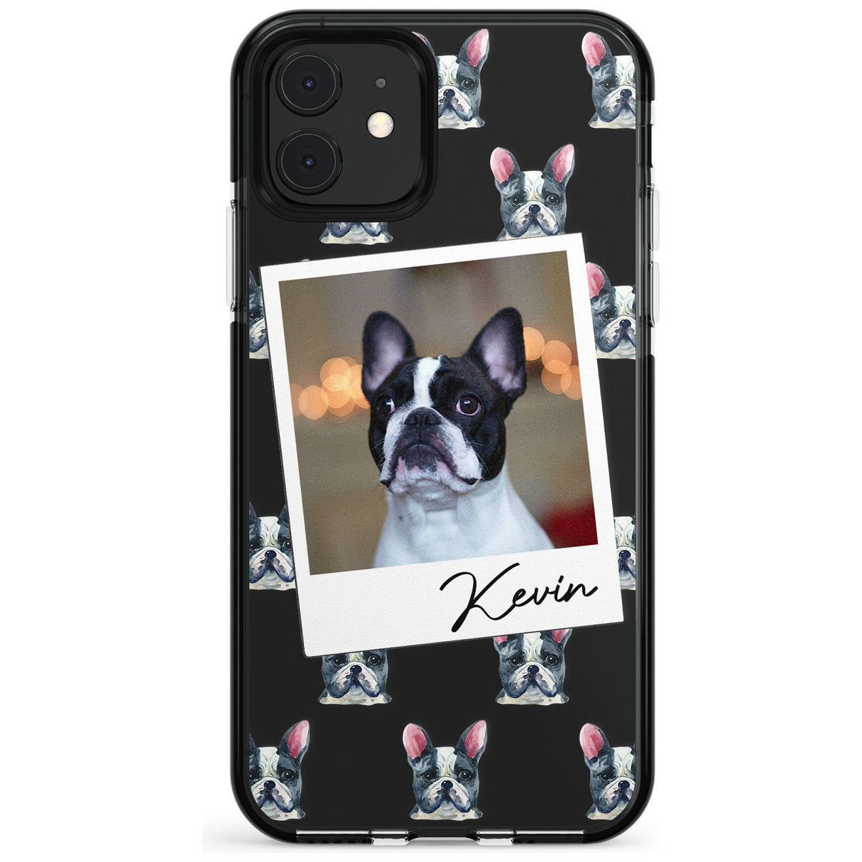 French Bulldog, Black & White - Custom Dog Photo Pink Fade Impact Phone Case for iPhone 11 Pro Max