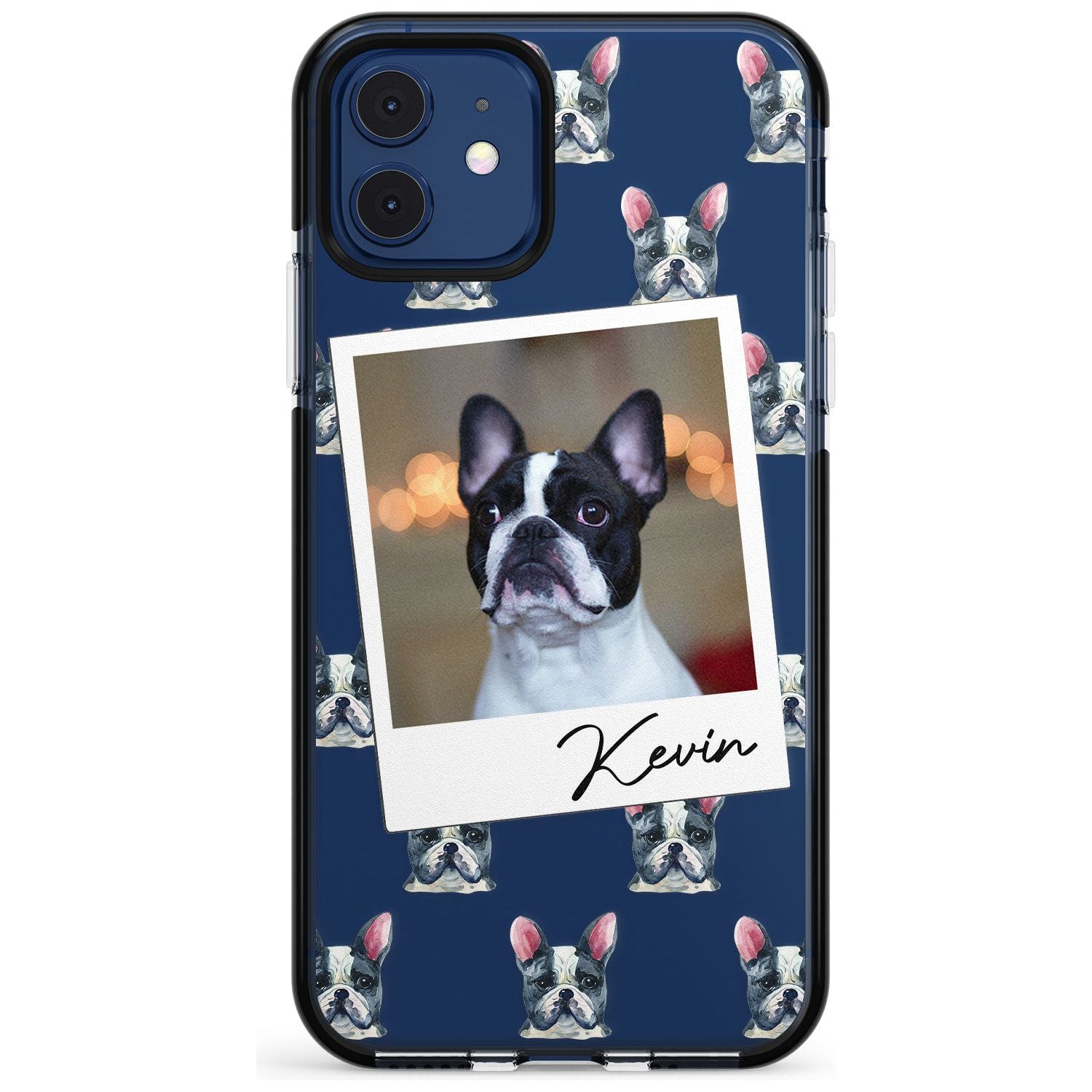 French Bulldog, Black & White - Custom Dog Photo Pink Fade Impact Phone Case for iPhone 11 Pro Max