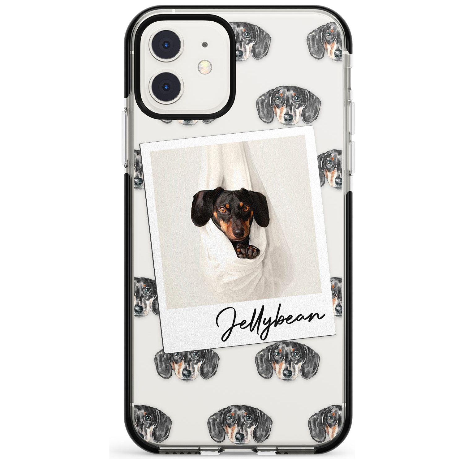 Dachshund, Black- Custom Dog Photo Pink Fade Impact Phone Case for iPhone 11 Pro Max