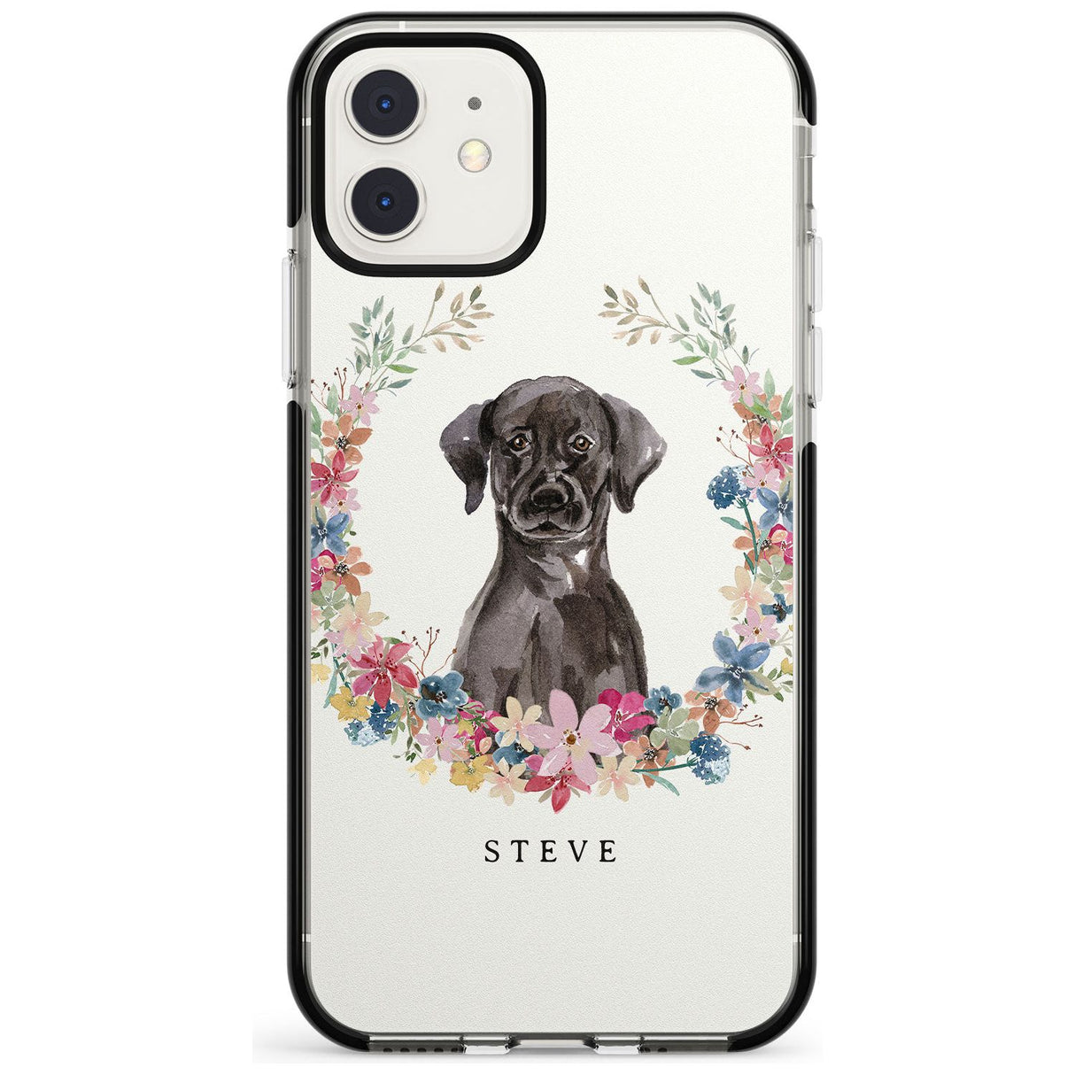 Black Lab Watercolour Dog Portrait Black Impact Phone Case for iPhone 11