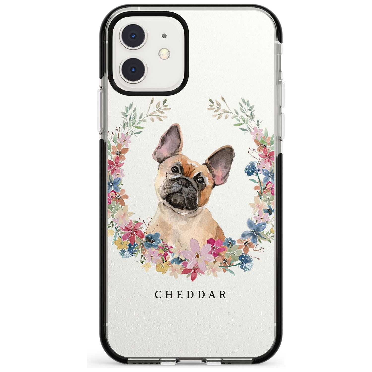 Tan French Bulldog Watercolour Dog Portrait Black Impact Phone Case for iPhone 11
