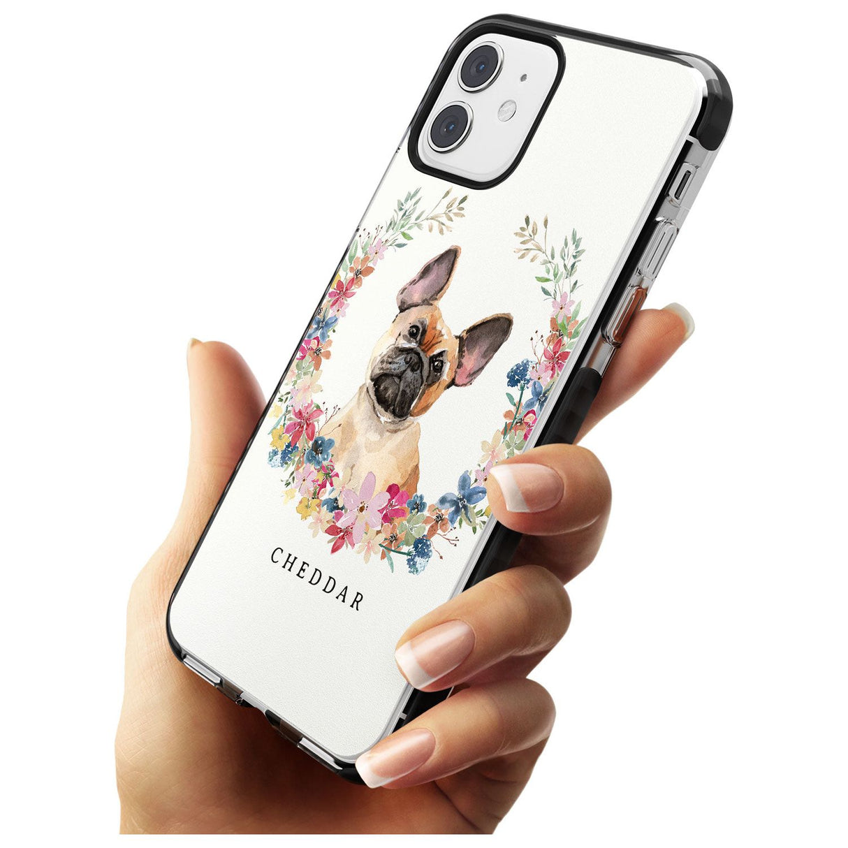 Tan French Bulldog Watercolour Dog Portrait Black Impact Phone Case for iPhone 11