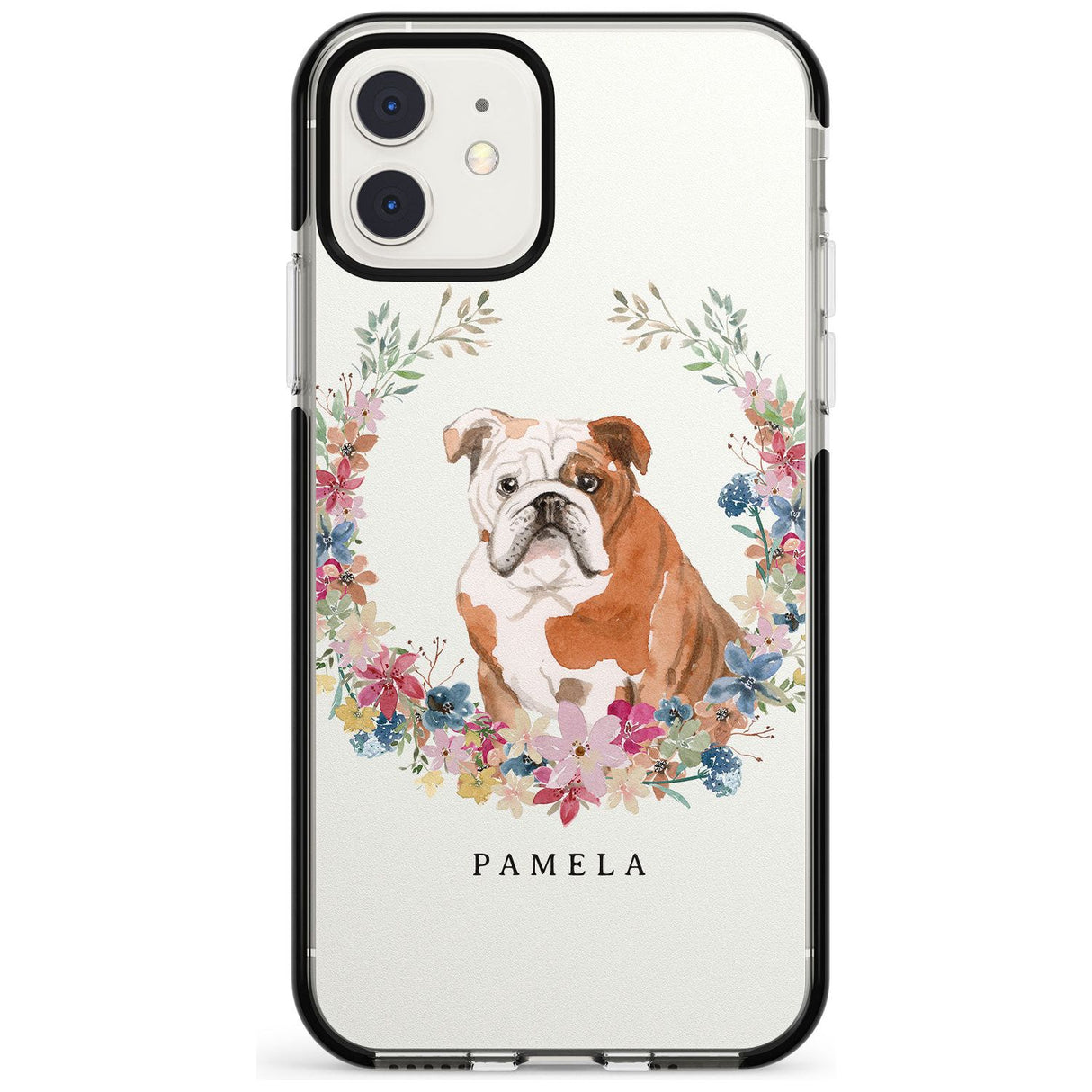 English Bulldog - Watercolour Dog Portrait Black Impact Phone Case for iPhone 11