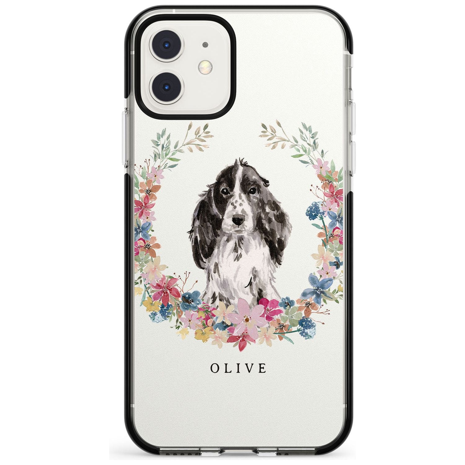 Black Cocker Spaniel - Watercolour Dog Portrait Black Impact Phone Case for iPhone 11