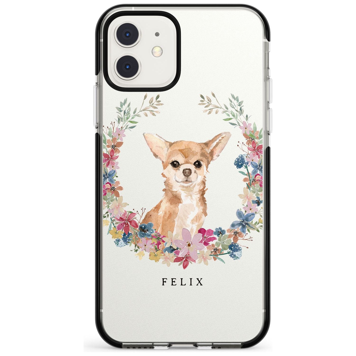 Chihuahua - Watercolour Dog Portrait Black Impact Phone Case for iPhone 11