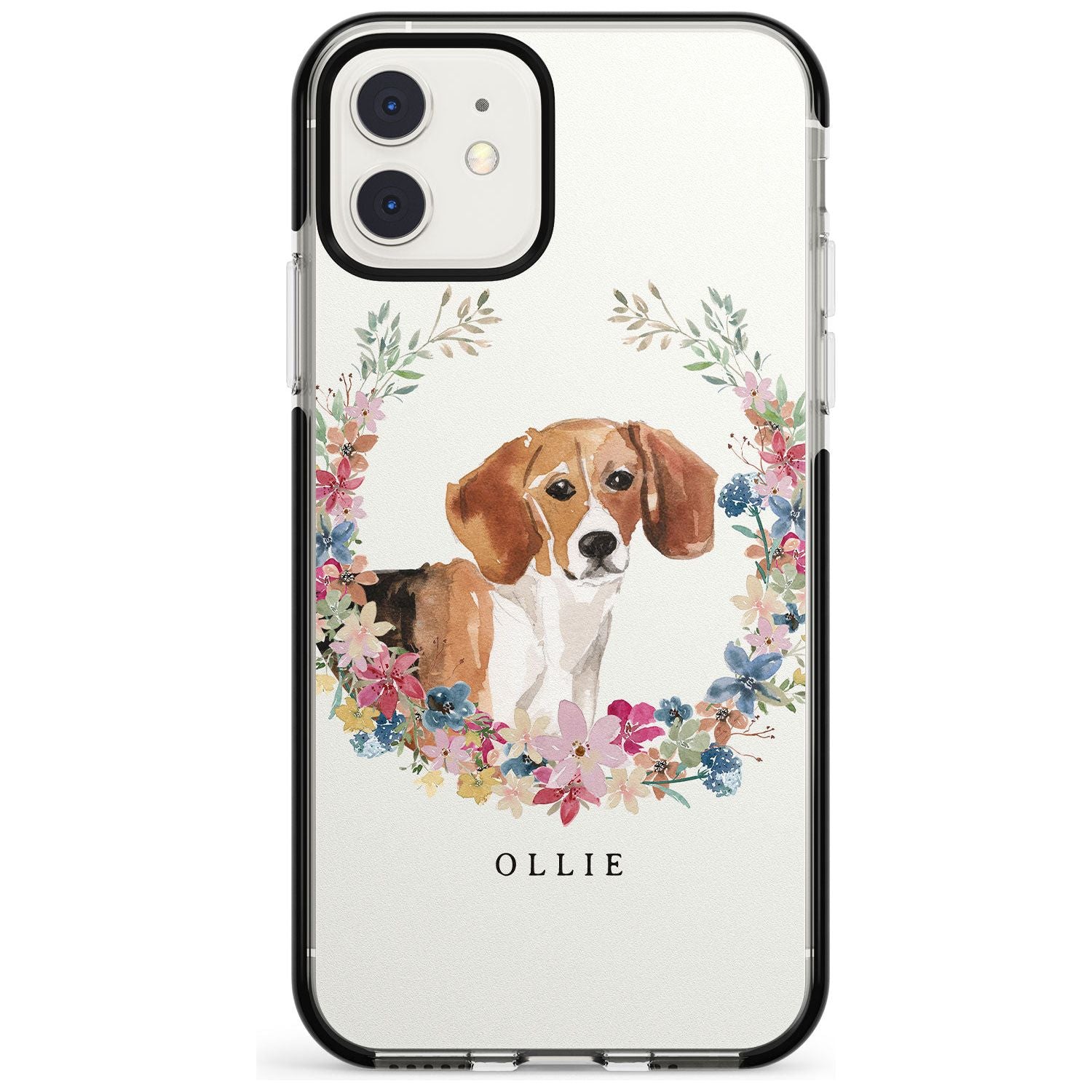 Beagle - Watercolour Dog Portrait Black Impact Phone Case for iPhone 11