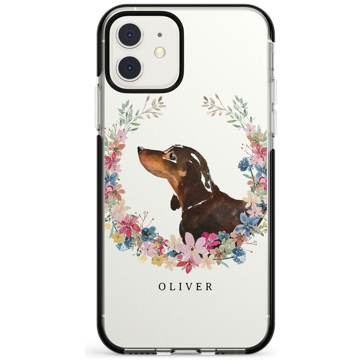 Black & Tan Dachshund - Watercolour Dog Portrait Black Impact Phone Case for iPhone 11