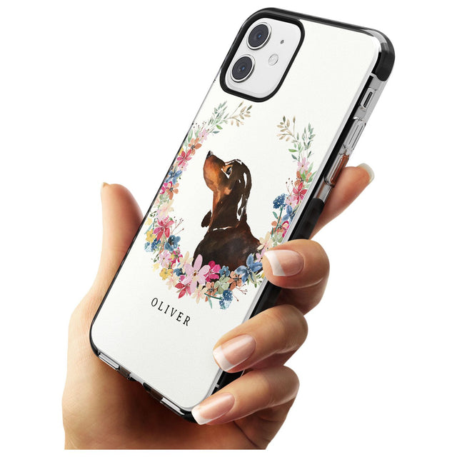 Black & Tan Dachshund - Watercolour Dog Portrait Black Impact Phone Case for iPhone 11