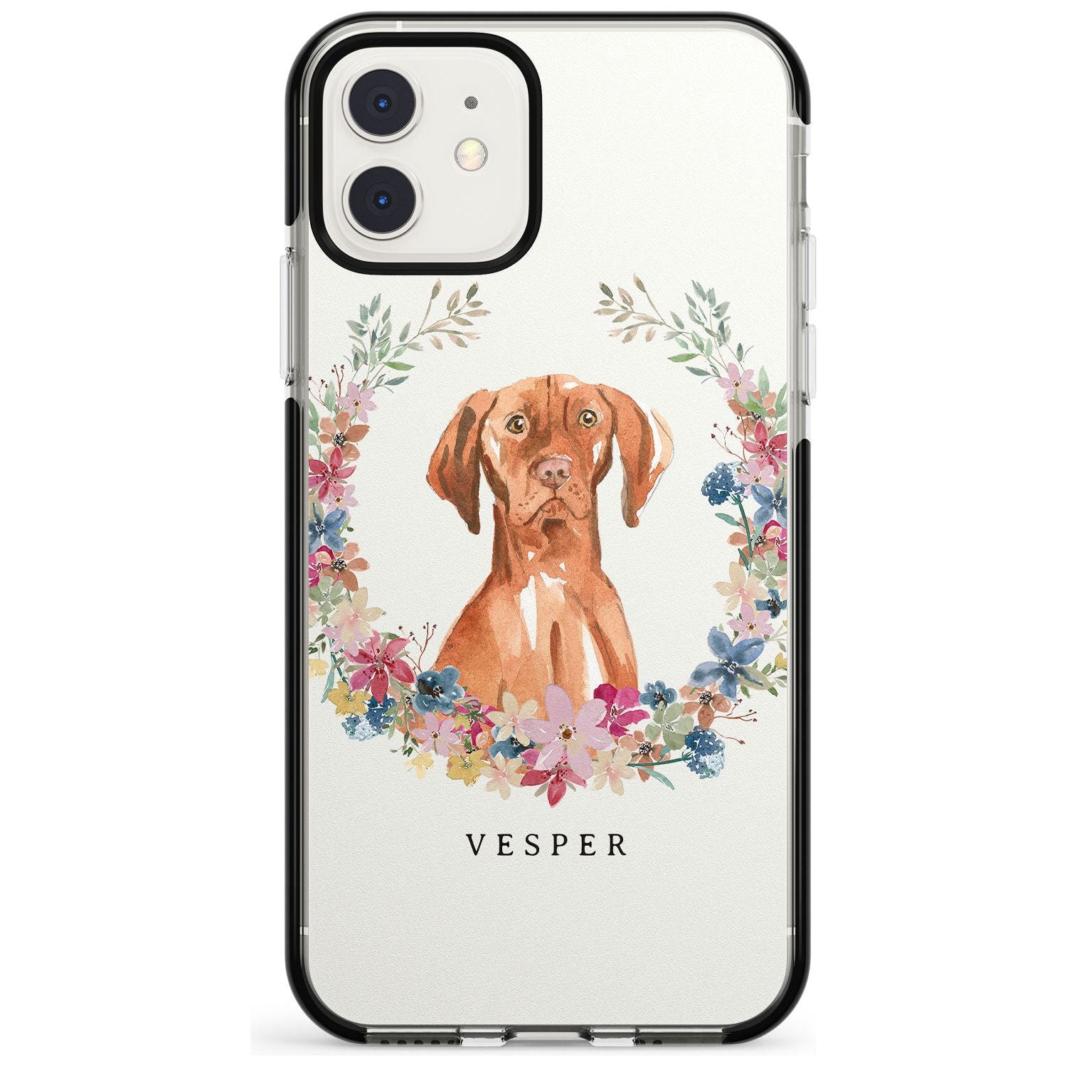 Hungarian Vizsla - Watercolour Dog Portrait Black Impact Phone Case for iPhone 11
