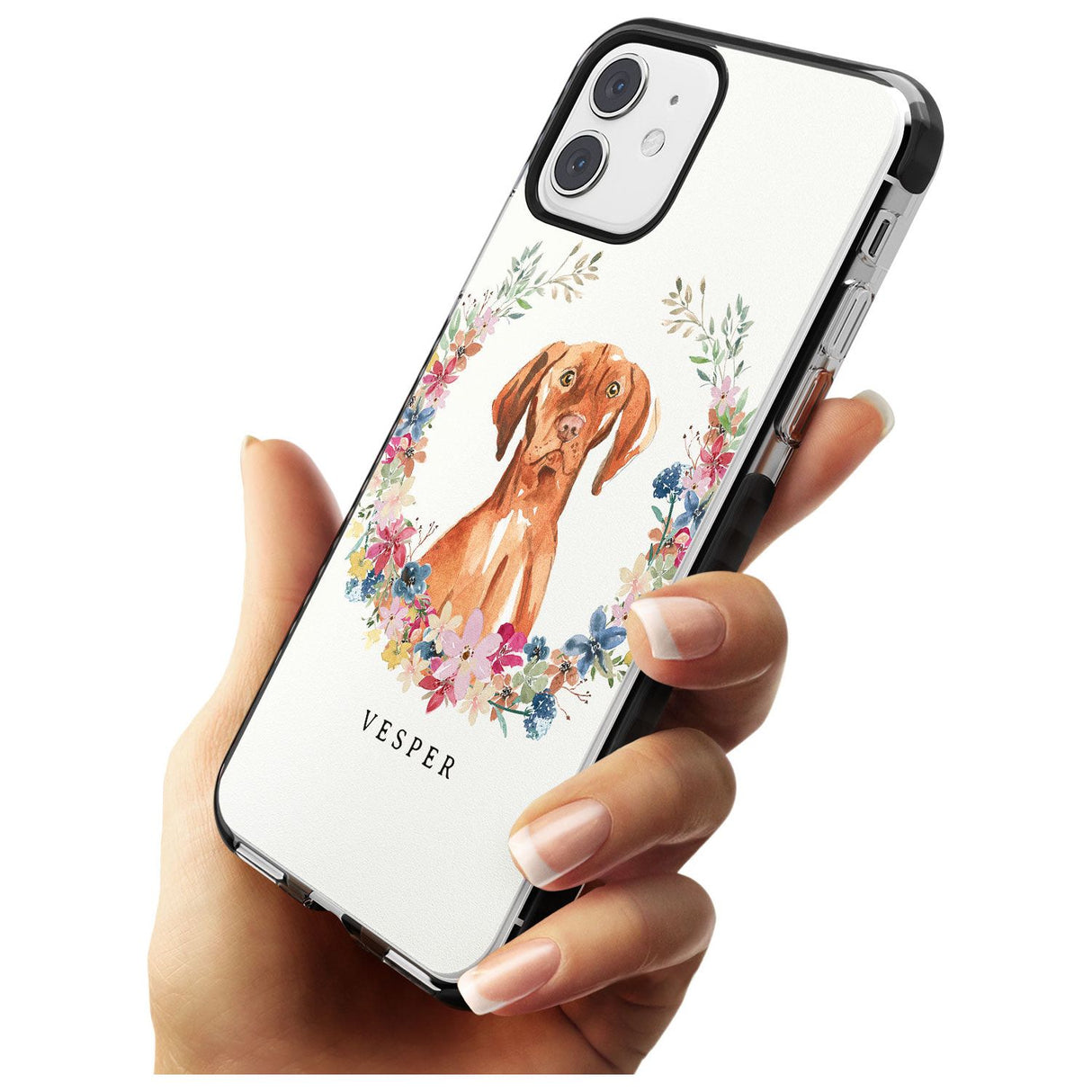 Hungarian Vizsla - Watercolour Dog Portrait Black Impact Phone Case for iPhone 11