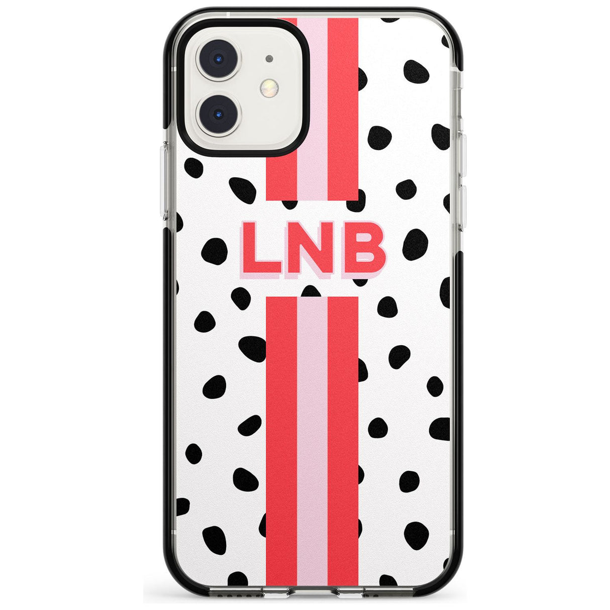 Custom Polka & Pink Stripe iPhone Case  Black Impact Custom Phone Case - Case Warehouse