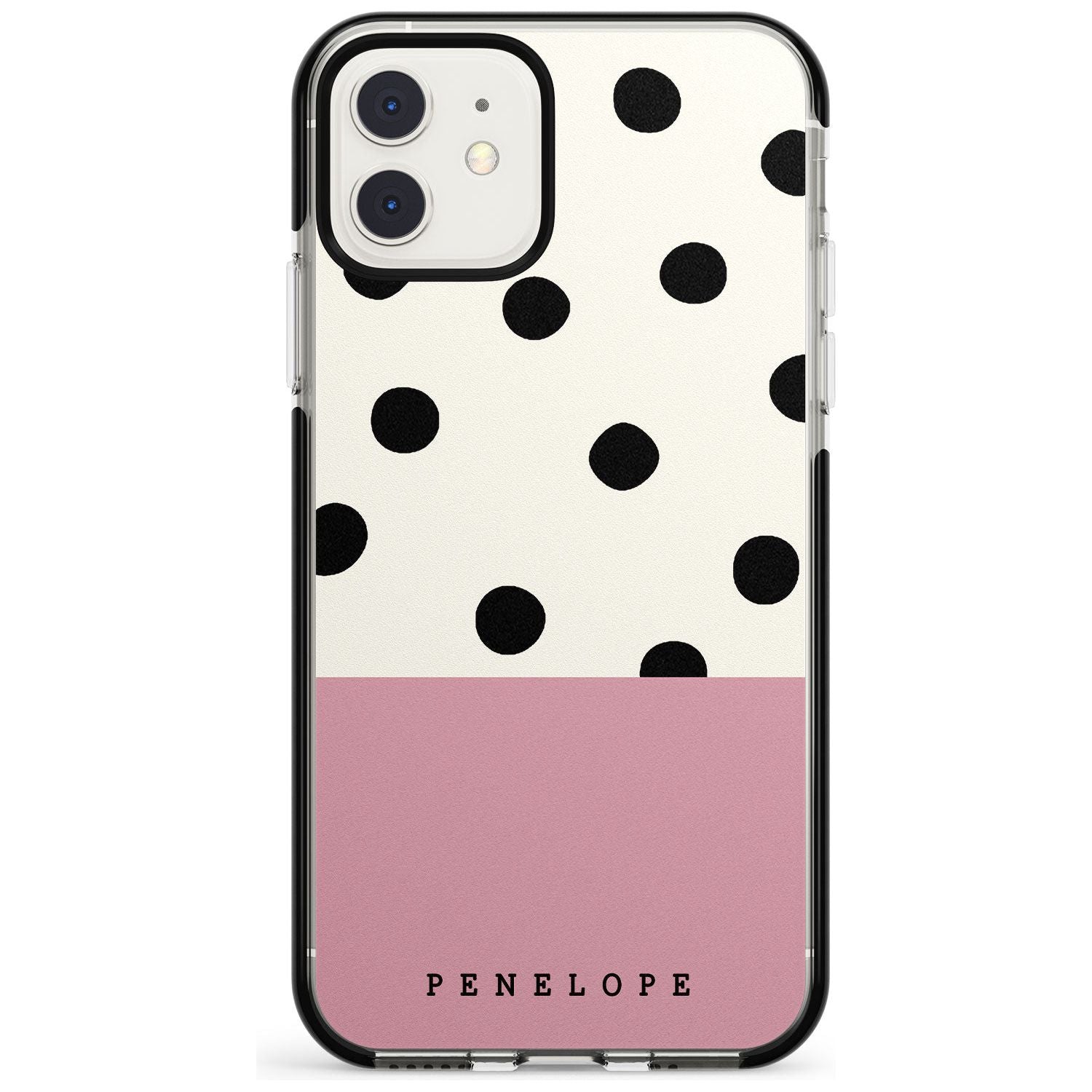 Pink Border Polka Dot iPhone Case  Black Impact Custom Phone Case - Case Warehouse