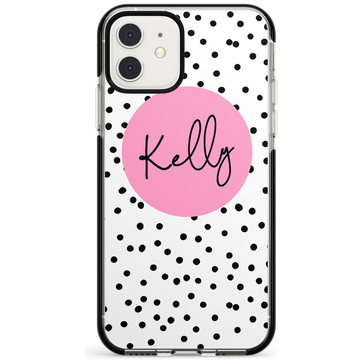 Pink Circle & Dots iPhone Case  Black Impact Custom Phone Case - Case Warehouse