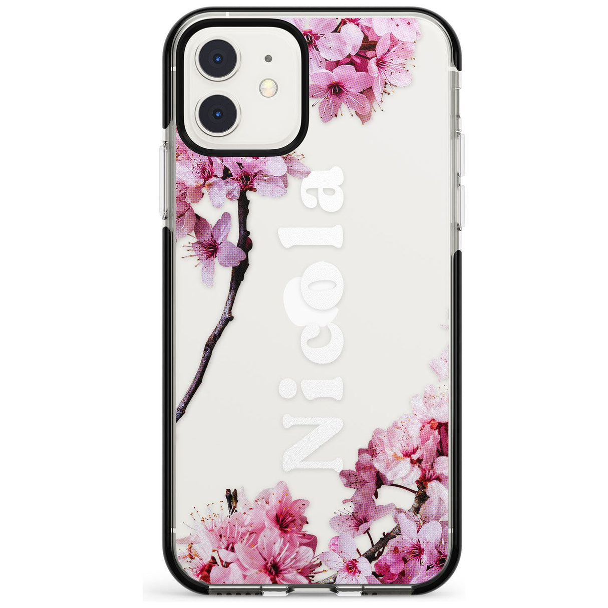 Cherry Blossoms with Custom Text Pink Fade Impact Phone Case for iPhone 11 Pro Max