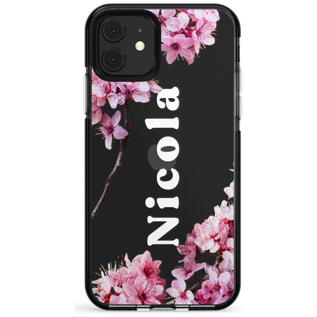 Cherry Blossoms with Custom Text Pink Fade Impact Phone Case for iPhone 11 Pro Max
