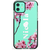 Cherry Blossoms with Custom Text Pink Fade Impact Phone Case for iPhone 11 Pro Max