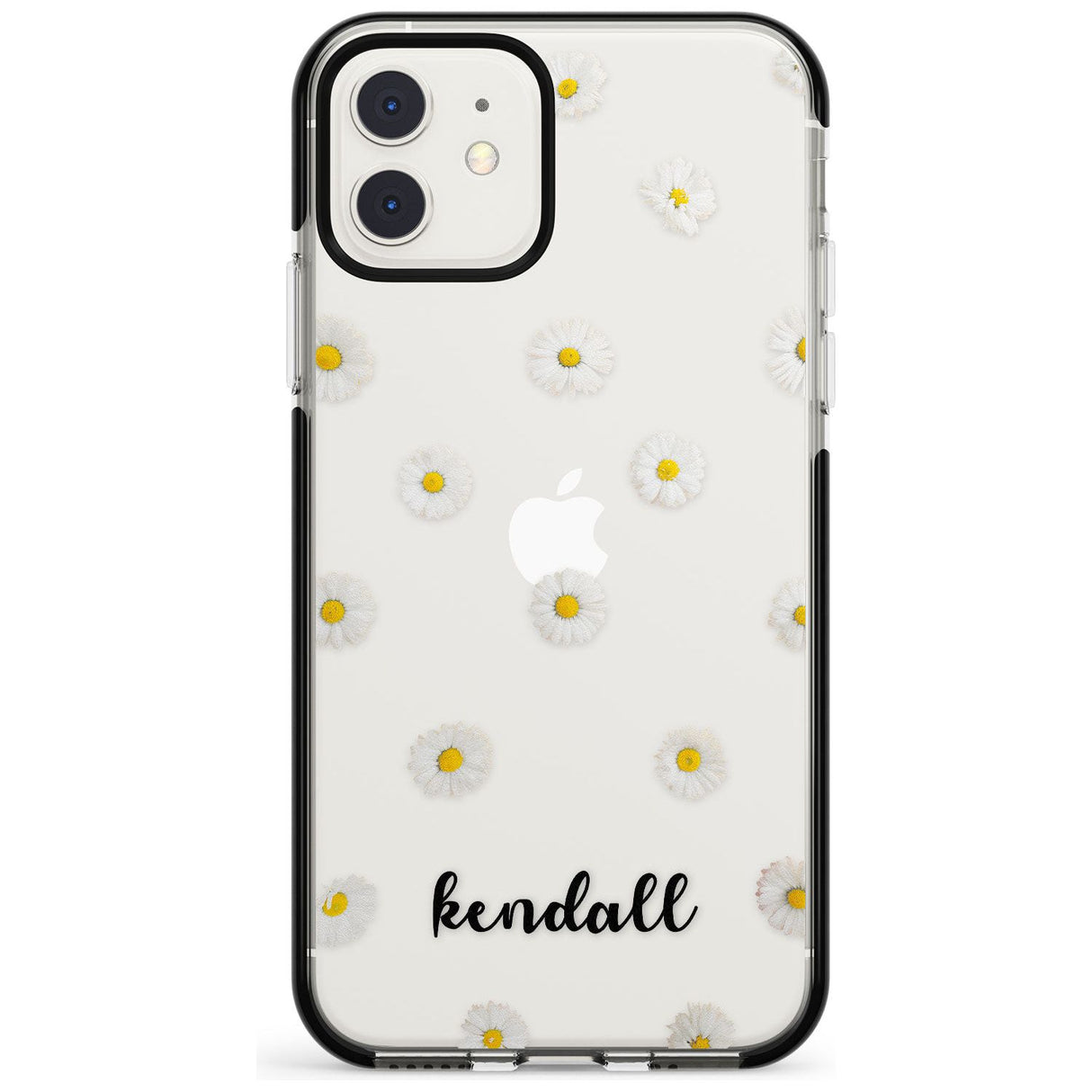 White Daisies & Cursive iPhone Case  Black Impact Custom Phone Case - Case Warehouse