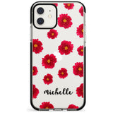 Red Peonies & Cursive iPhone Case  Black Impact Custom Phone Case - Case Warehouse