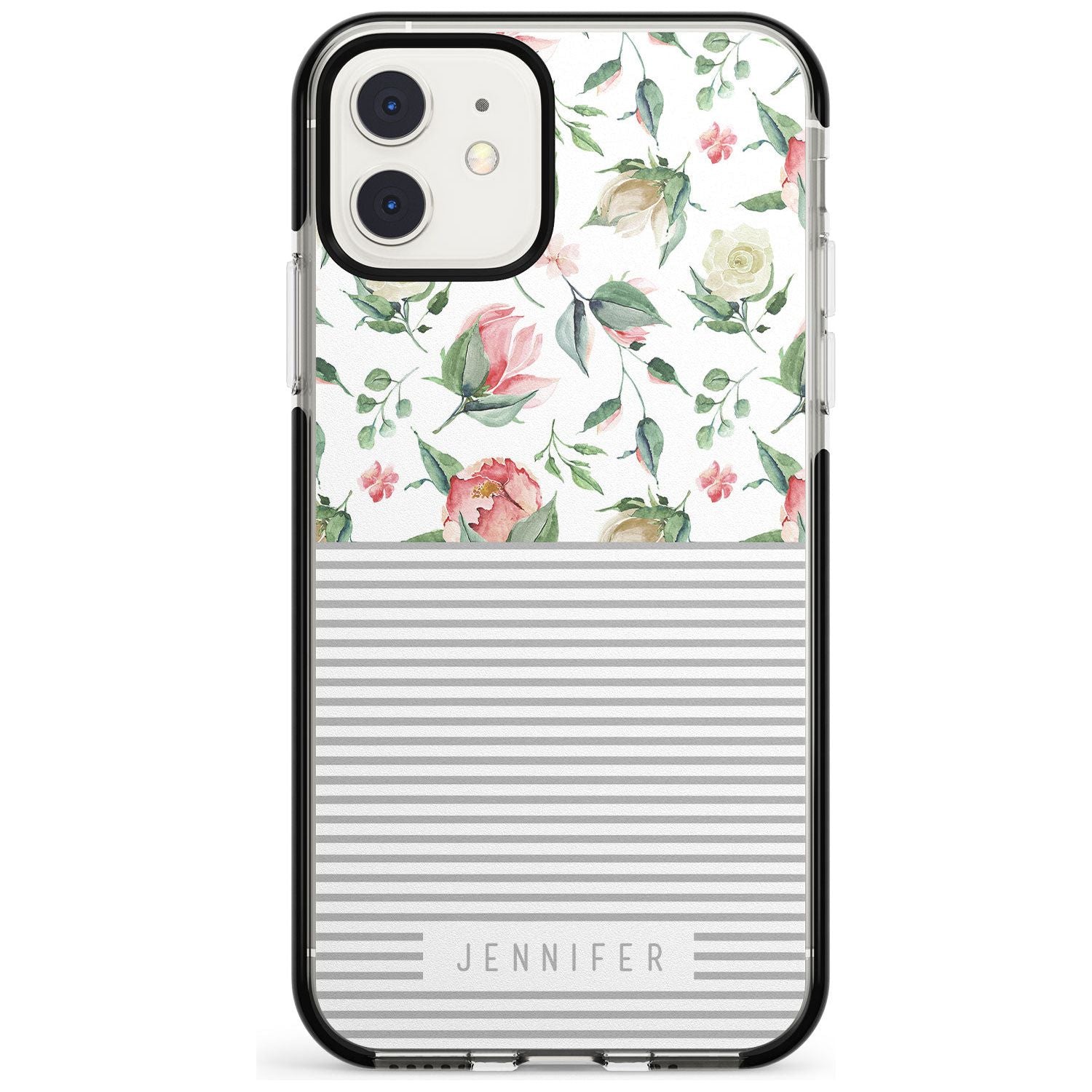 Light Floral Pattern & Stripes Pink Fade Impact Phone Case for iPhone 11 Pro Max