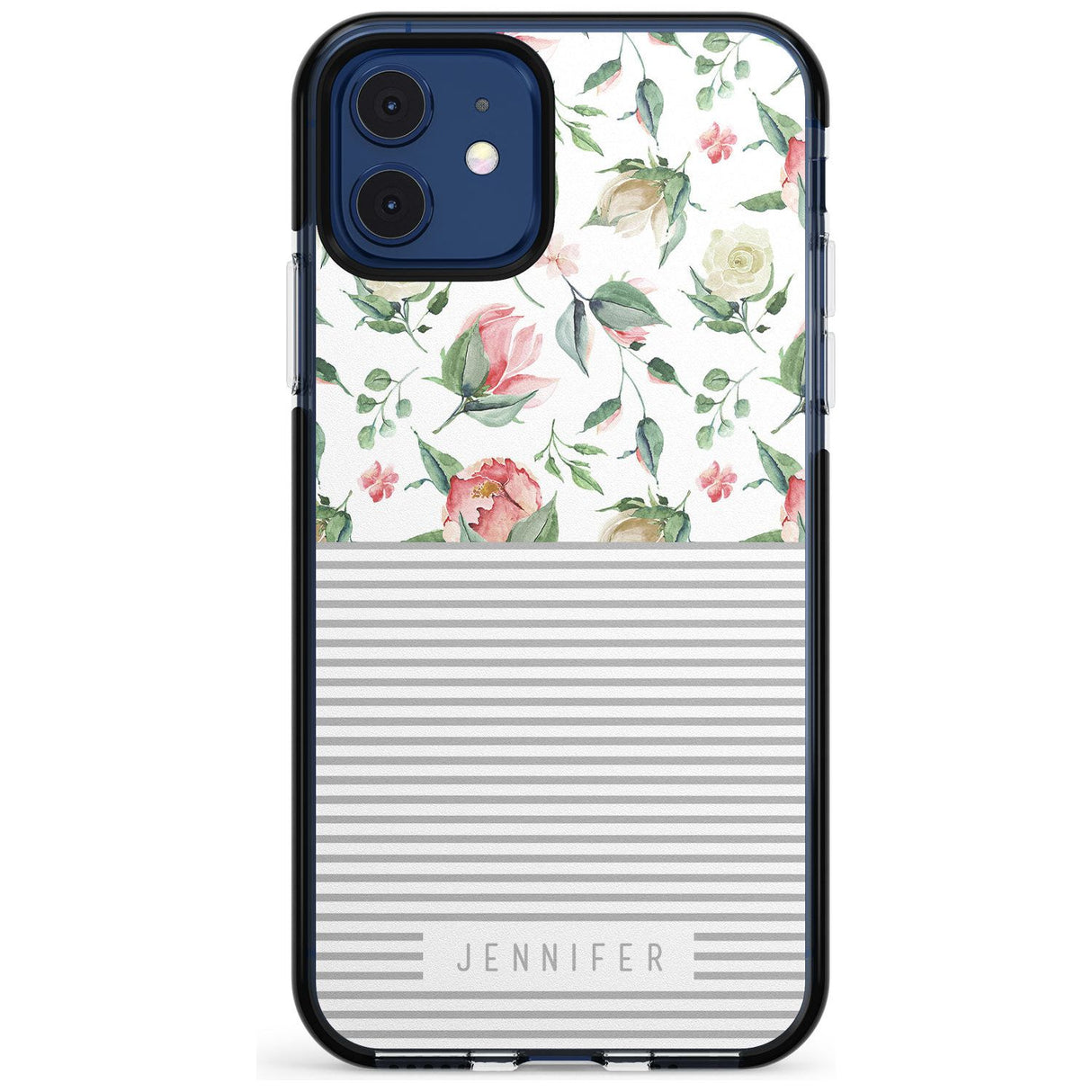 Light Floral Pattern & Stripes Pink Fade Impact Phone Case for iPhone 11 Pro Max