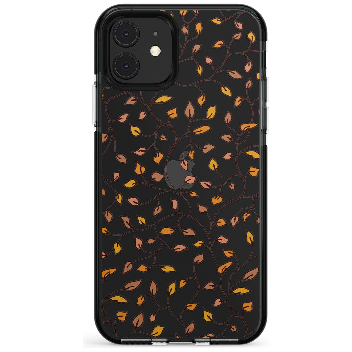 Personalised Autumn Leaves Pattern Black Impact Phone Case for iPhone 11 Pro Max