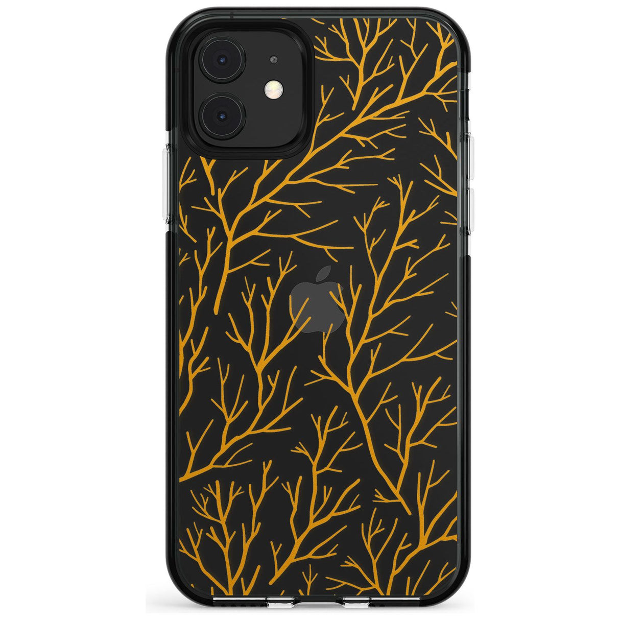 Personalised Bramble Branches Pattern Black Impact Phone Case for iPhone 11 Pro Max