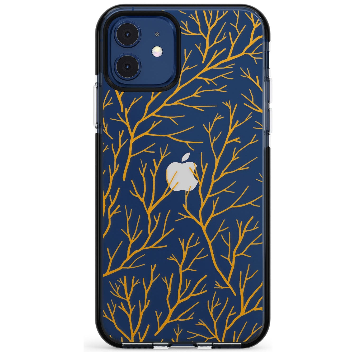 Personalised Bramble Branches Pattern Black Impact Phone Case for iPhone 11 Pro Max