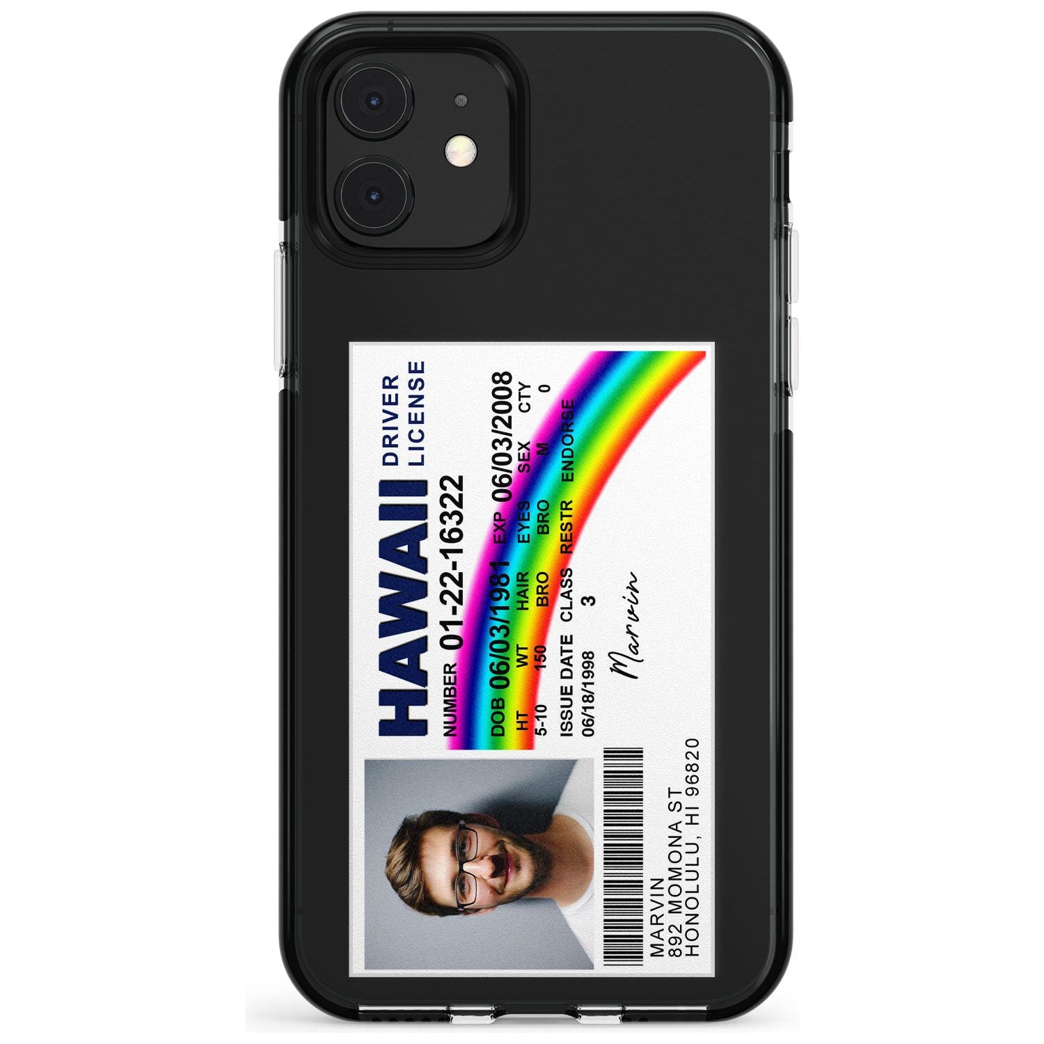 Personalised Hawaii Driving License Black Impact Phone Case for iPhone 11 Pro Max