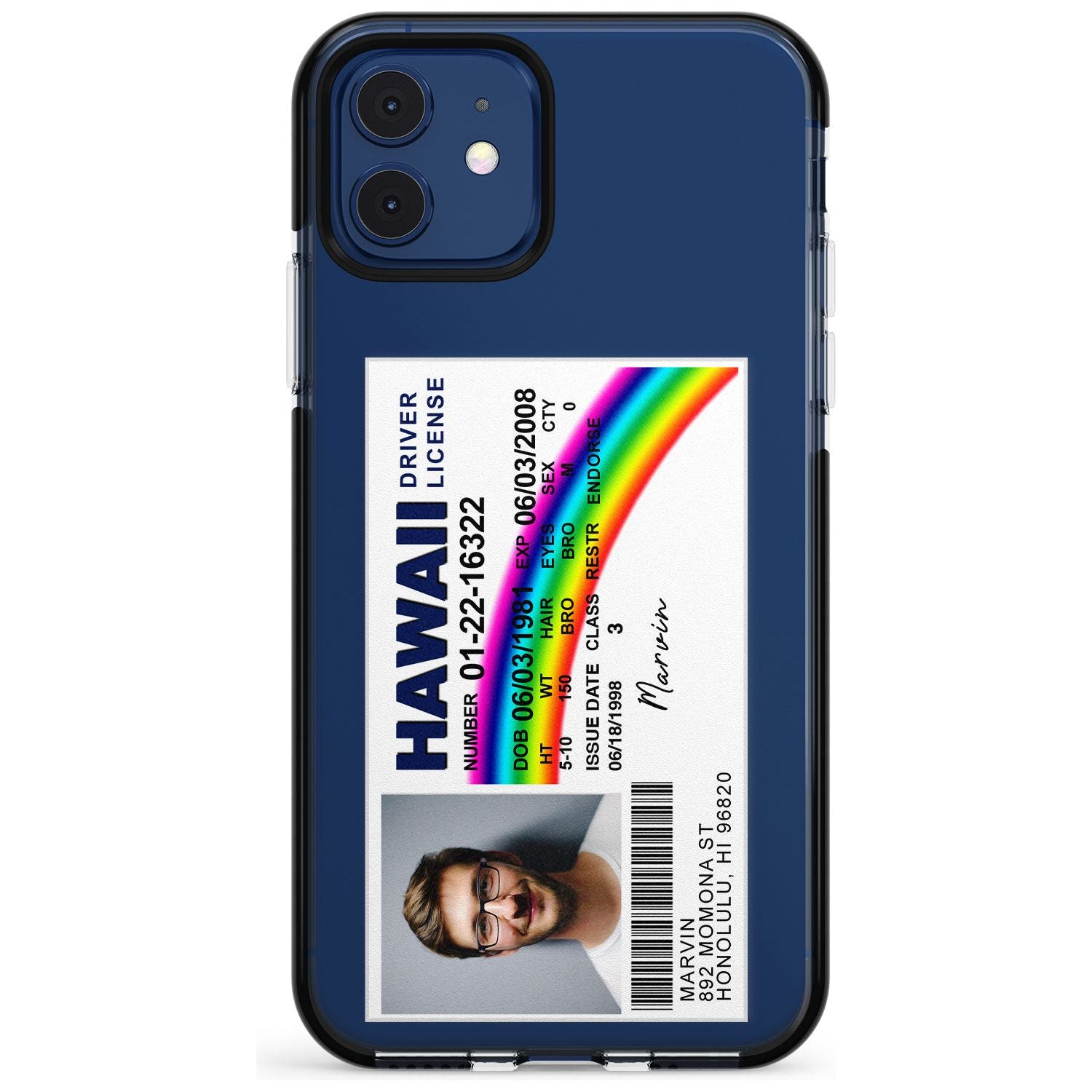Personalised Hawaii Driving License Black Impact Phone Case for iPhone 11 Pro Max